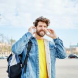 Man listening to music in the street